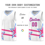 Custom White Basketball Kits With Pink Star Pattern And Double Lines | BuyFootballJersey