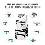Custom White Basketball Kits With Black Star Pattern And Double Lines | BuyFootballJersey