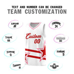Custom White Basketball Kits With Red Star Pattern And Double Lines | BuyFootballJersey