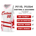 Custom White Basketball Kits With Red Star Pattern And Double Lines | BuyFootballJersey