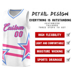 Custom White Basketball Kits With Pink Star Pattern And Double Lines | BuyFootballJersey