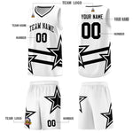 Custom White Basketball Kits With Black Star Pattern And Double Lines | BuyFootballJersey