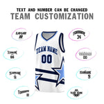 Custom White Basketball Kits With Light Blue Star Pattern And Double Lines | BuyFootballJersey