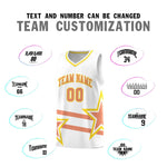 Custom White Basketball Kits With Light Orange Star Pattern And Double Lines | BuyFootballJersey