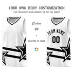 Custom White Basketball Kits With Black Star Pattern And Double Lines | BuyFootballJersey