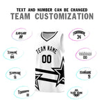 Custom White Basketball Kits With Black Star Pattern And Double Lines | BuyFootballJersey