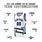 Custom White Basketball Kits With Light Blue Star Pattern And Double Lines | BuyFootballJersey