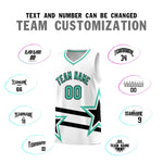 Custom White Basketball Kits With Bright Green Star Pattern And Double Lines | BuyFootballJersey