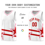 Custom White Basketball Kits With Red Star Pattern And Double Lines | BuyFootballJersey