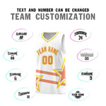 Custom White Basketball Kits With Light Orange Star Pattern And Double Lines | BuyFootballJersey