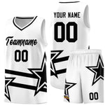 Custom White Basketball Kits With Black Star Pattern And Double Lines | BuyFootballJersey