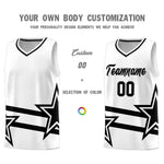 Custom White Basketball Kits With Black Star Pattern And Double Lines | BuyFootballJersey