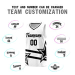 Custom White Basketball Kits With Black Star Pattern And Double Lines | BuyFootballJersey