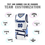 Custom White Basketball Kits With Light Blue Star Pattern And Double Lines | BuyFootballJersey