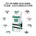 Custom White Basketball Kits With Bright Green Star Pattern And Double Lines | BuyFootballJersey