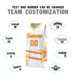Custom White Basketball Kits With Light Orange Star Pattern And Double Lines | BuyFootballJersey