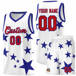 Custom White Royal Graffiti Pattern Star Print Basketball Jersey Sets | BuyFootballJersey