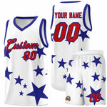 Custom White Royal Graffiti Pattern Star Print Basketball Jersey Sets | BuyFootballJersey