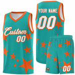 Custom Aqua Orange Graffiti Pattern Star Print Basketball Jersey Sets | BuyFootballJersey