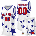 Custom White Royal Graffiti Pattern Star Print Basketball Jersey Sets | BuyFootballJersey