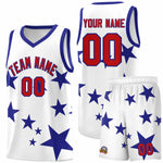 Custom White Royal Graffiti Pattern Star Print Basketball Jersey Sets | BuyFootballJersey