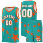 Custom Aqua Orange Graffiti Pattern Star Print Basketball Jersey Sets | BuyFootballJersey