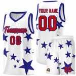 Custom White Royal Graffiti Pattern Star Print Basketball Jersey Sets | BuyFootballJersey