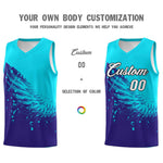 Custom Royal Sky Blue Wing Pattern Sports Uniform Basketball Jersey | BuyFootballJersey