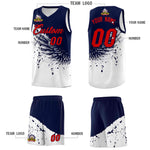 Custom White Navy Wing Pattern Sports Uniform Basketball Jersey | BuyFootballJersey