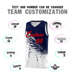 Custom White Navy Wing Pattern Sports Uniform Basketball Jersey | BuyFootballJersey