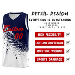 Custom White Navy Wing Pattern Sports Uniform Basketball Jersey | BuyFootballJersey