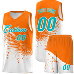 Custom White Orange Wing Pattern Sports Uniform Basketball Jersey | BuyFootballJersey