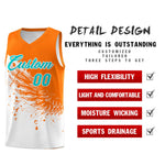 Custom White Orange Wing Pattern Sports Uniform Basketball Jersey | BuyFootballJersey