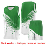 Custom White Kelly Green Wing Pattern Sports Uniform Basketball Jersey | BuyFootballJersey