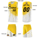 Custom White Gold Wing Pattern Sports Uniform Basketball Jersey | BuyFootballJersey