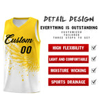 Custom White Gold Wing Pattern Sports Uniform Basketball Jersey | BuyFootballJersey