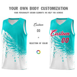 Custom White Aqua Wing Pattern Sports Uniform Basketball Jersey | BuyFootballJersey