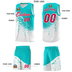 Custom White Aqua Wing Pattern Sports Uniform Basketball Jersey | BuyFootballJersey
