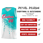 Custom White Aqua Wing Pattern Sports Uniform Basketball Jersey | BuyFootballJersey