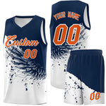 Custom White Navy Wing Pattern Sports Uniform Basketball Jersey | BuyFootballJersey