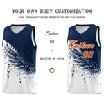 Custom White Navy Wing Pattern Sports Uniform Basketball Jersey | BuyFootballJersey