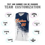 Custom White Navy Wing Pattern Sports Uniform Basketball Jersey | BuyFootballJersey