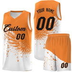 Custom White Gold Orange Wing Pattern Sports Uniform Basketball Jersey | BuyFootballJersey