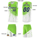 Custom White Fluorescent Green Wing Pattern Sports Uniform Basketball Jersey | BuyFootballJersey