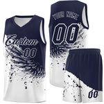 Custom White Navy Wing Pattern Sports Uniform Basketball Jersey | BuyFootballJersey