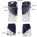 Custom White Navy Wing Pattern Sports Uniform Basketball Jersey | BuyFootballJersey