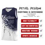 Custom White Navy Wing Pattern Sports Uniform Basketball Jersey | BuyFootballJersey