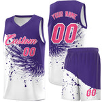 Custom White Purple Wing Pattern Sports Uniform Basketball Jersey | BuyFootballJersey