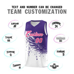 Custom White Purple Wing Pattern Sports Uniform Basketball Jersey | BuyFootballJersey