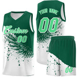 Custom White Kelly Green Wing Pattern Sports Uniform Basketball Jersey | BuyFootballJersey